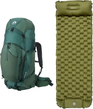 Night Cat Inflatable Sleeping Pads with Internal-Frame Hiking Backpack 100L Mat Bed with Pillow Foot Pump for Camping Backpacking Hiking Ultra-Light Compact Comfortable Extendable 77"x25.5"