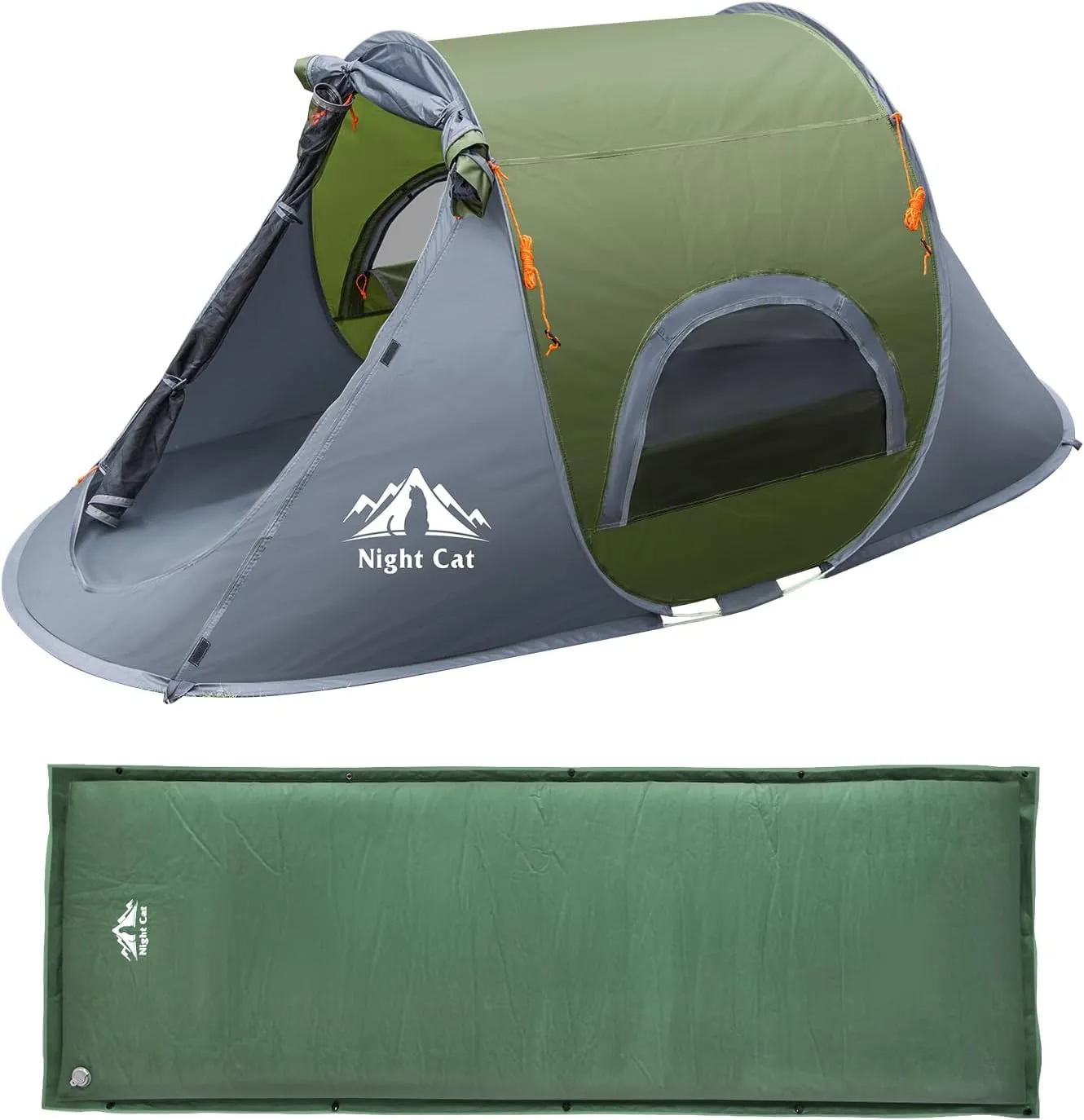 Night Cat Pop-up Camping Tent with Self-Inflating Sleeping Pad 1 Person Tent Waterproof Instant Easy Setup Outdoor Tent