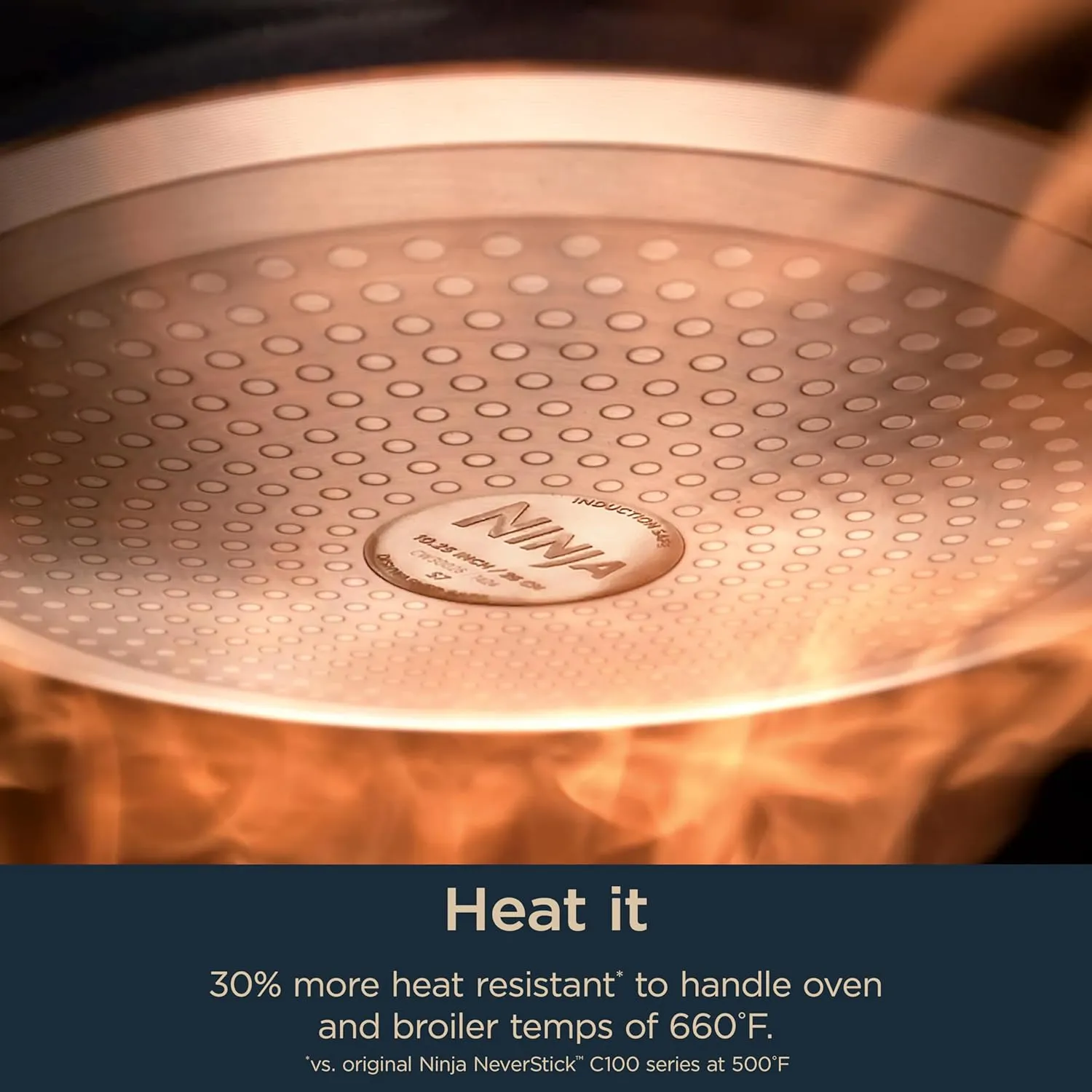 Ninja Ceramic Pro 10.25" Fry Pan, Non-Stick Pan, PTFE Free, Ceramic Coated, Stainless Steel Handle, Stove to Oven Safe to 660°F, All Stovetops & Induction Compatible, Midnight Blue, CW30026MM