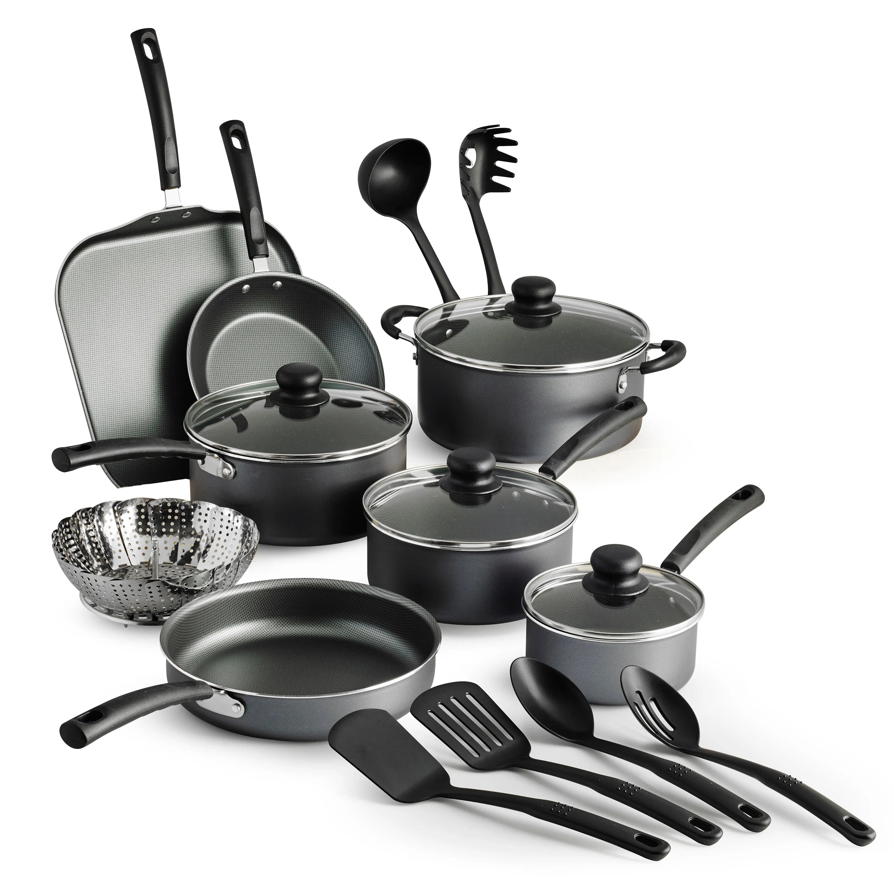 Non-stick Premium at a great Steel Gray Artificial intelligence Primaware Set, 18 Piece Cookware