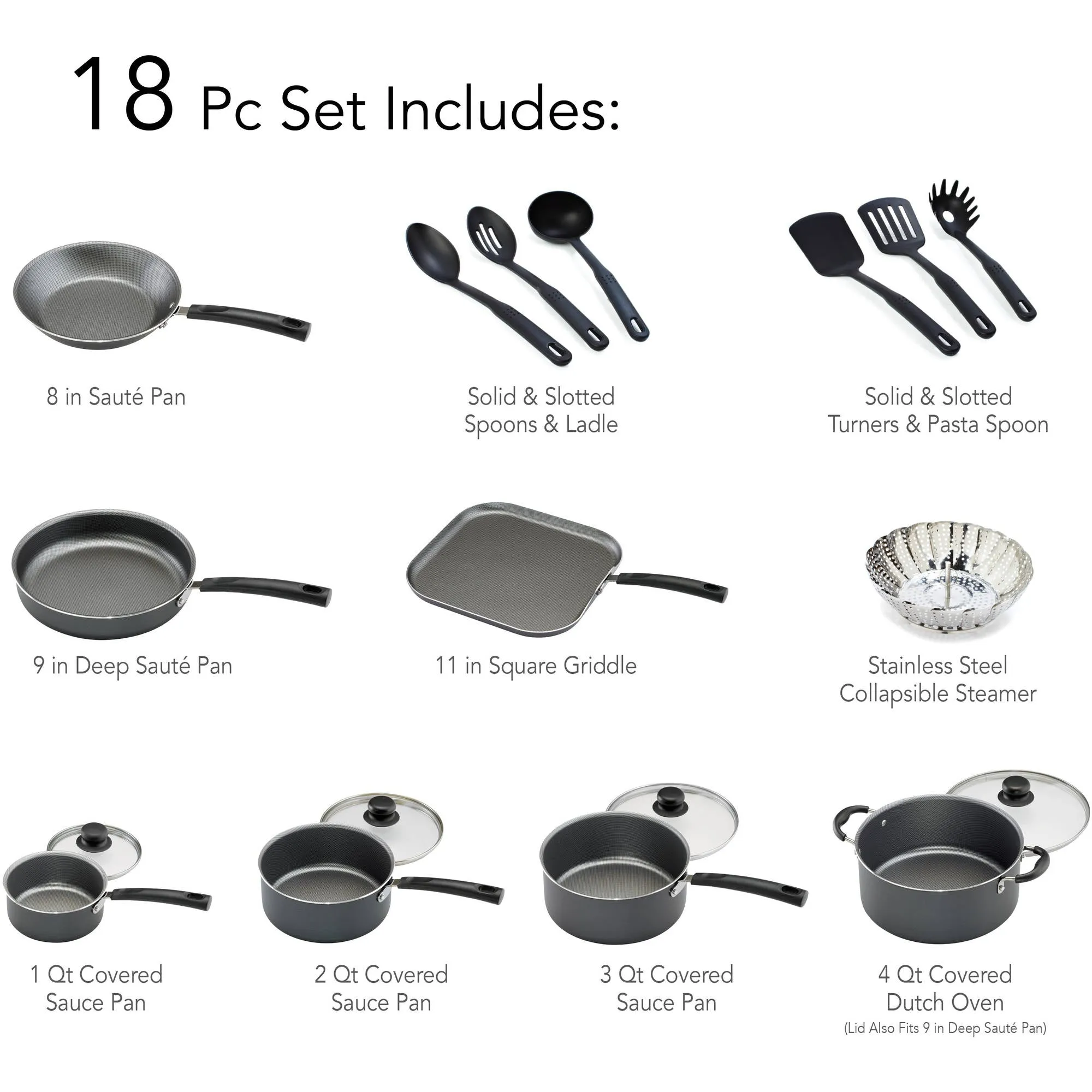Non-stick Premium at a great Steel Gray Artificial intelligence Primaware Set, 18 Piece Cookware