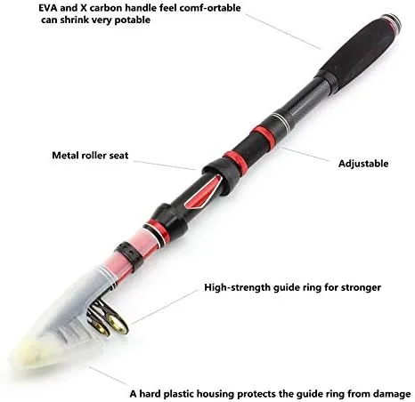 None Branded New 1.8M-3.0M Ultrashort Fishing Spinning Rod Carbon Fishing Pole Telescopic Travel Fish Rods Tackle Lure 30-60g