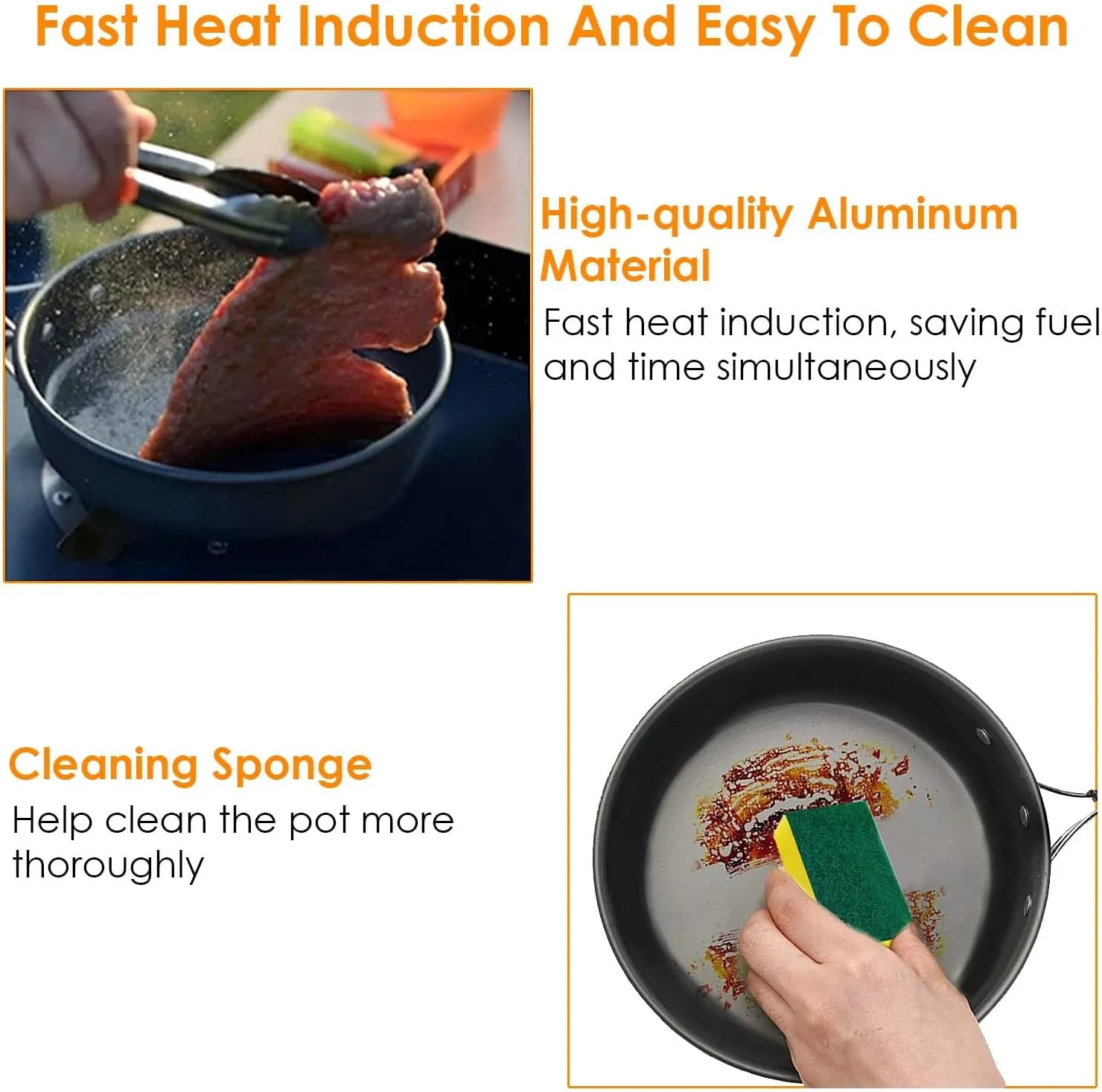 Nonstick Camping Cookware Set, Outdoor Cooking Bowl Pot Pan Fork Spoon Kits for Backpacking, Outdoor Camping Hiking and Picnic