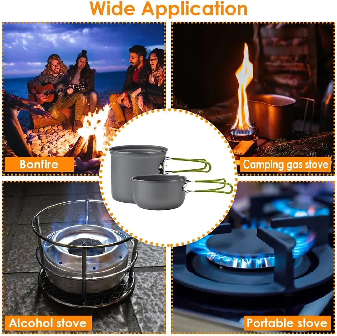 Nonstick Camping Cookware Set, Outdoor Cooking Bowl Pot Pan Fork Spoon Kits for Backpacking, Outdoor Camping Hiking and Picnic