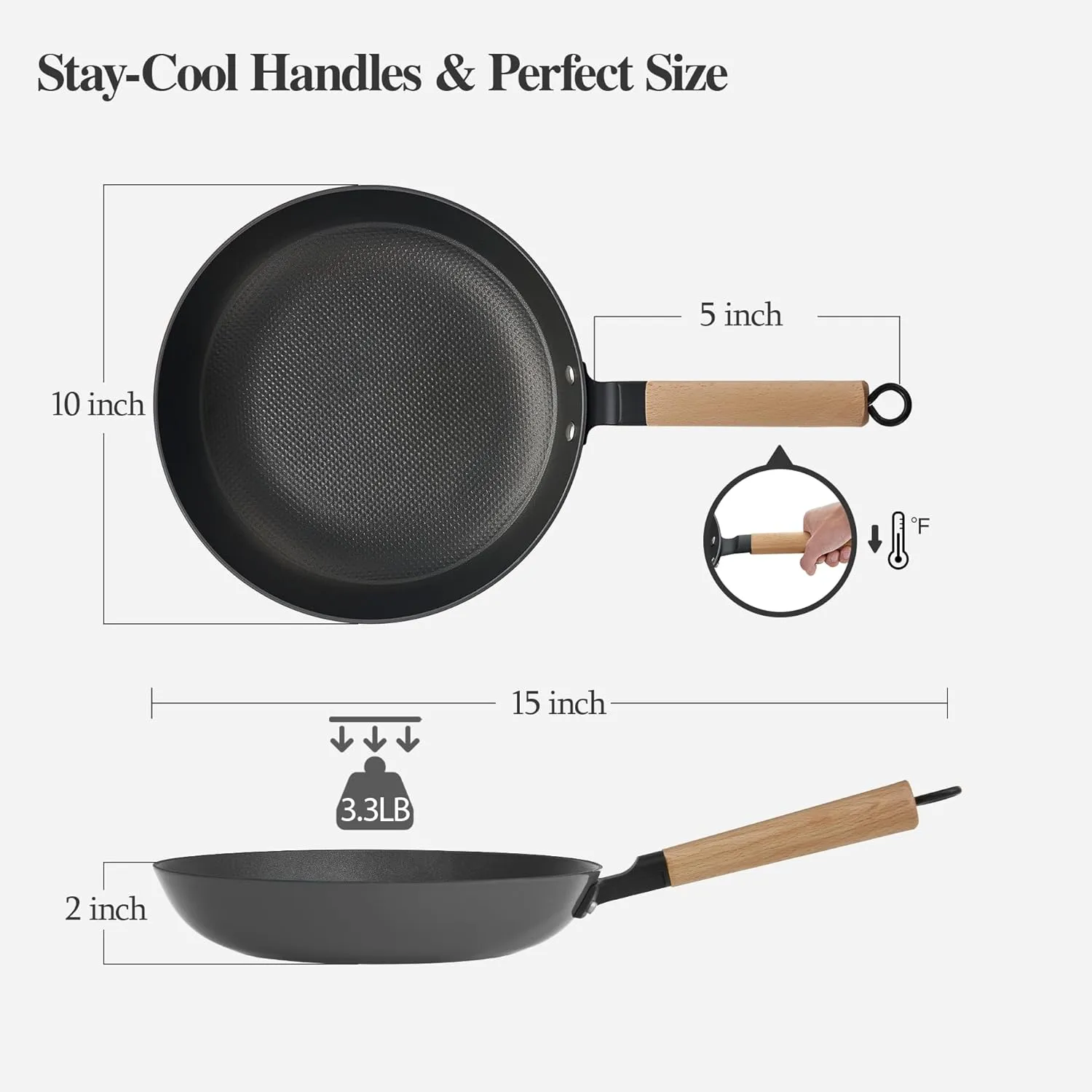 Nonstick Frying Pan 10 inch, Ceramic Cast Iron Skillet, Lightweight Pre-seasoned Cast Iron Pan with Detachable Handle, Dishwasher & Oven Safe, Free of PFAS and PFOA