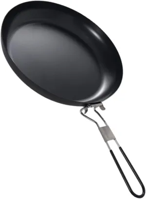 Nonstick Skillet with Foldable Handle 9 Inch Portable Camping Pan Coated Easy Clean Steak Cookset