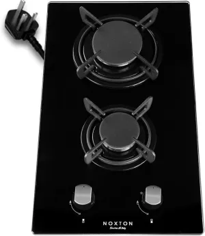 Noxton Gas Cooktop 2 Burner, 12 inch LPG/NG Dual Fuel Built-in Gas Stove Top, Tempered Glass Propane Cooktop for RVs, Apartments, Outdoor