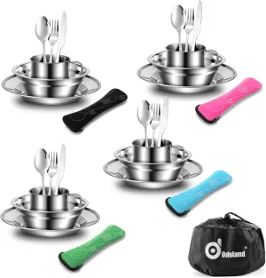 Odoland Bundle - 2 Items 29pcs Stainless Steel Utensils and 10pcs Stainless Steel Camping Cookware