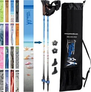 Official Nordic Walking Poles - True Classic Nordic Glove Grips, Lightweight, Adjustable, and Collapsible -2 Pieces w/flip Locks, Detachable Feet and Travel Bag by York Nordic - Heights 5'4"-6'2"