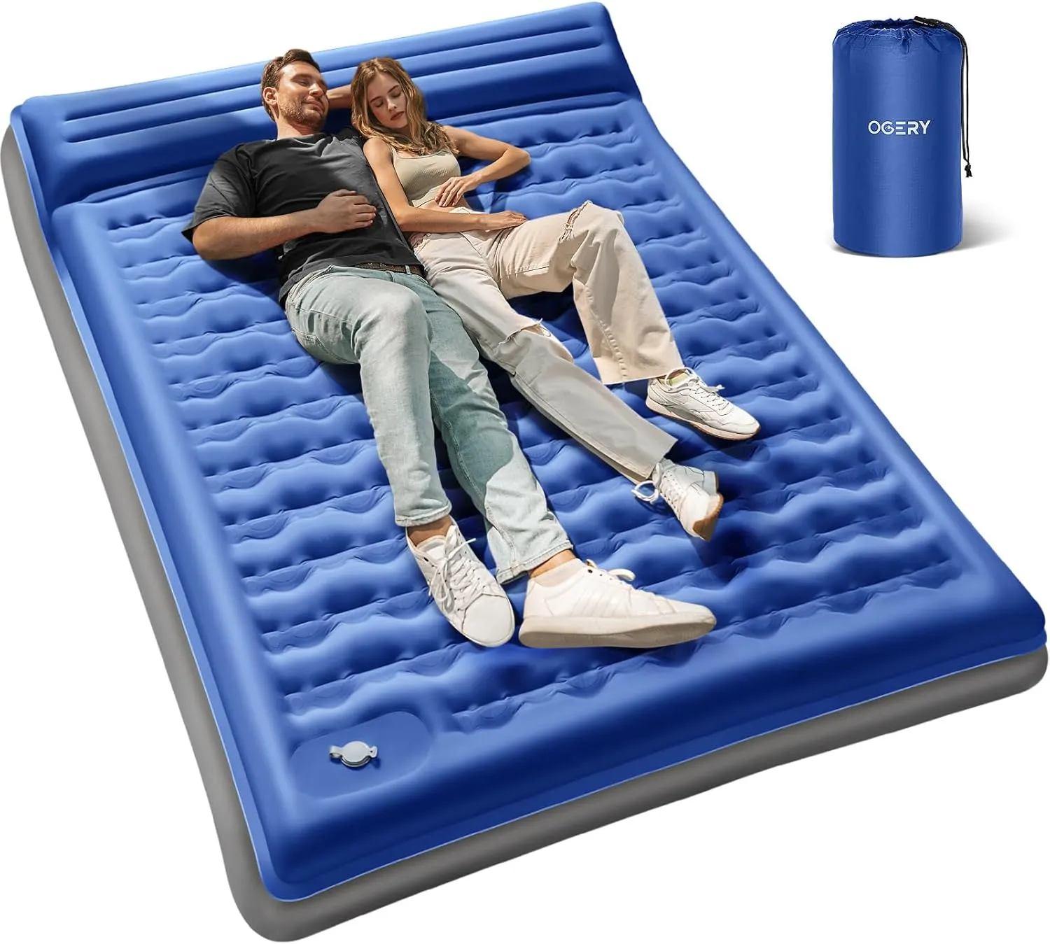 OGERY Sleeping Pad for Camping, 6" Extra-Thick Reinforced Camping Sleeping Pad with Pillows & Built-in Foot Pump, Ultralight Self Inflating Air Mattress Mat for Tent Hiking Essentials Gear