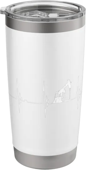Oilfield Worker Heartbeat EKG Pulse Oil Rig American Gas Stainless Steel Insulated Tumbler