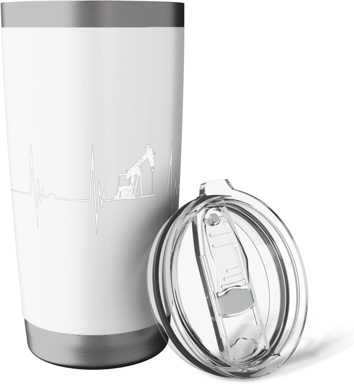 Oilfield Worker Heartbeat EKG Pulse Oil Rig American Gas Stainless Steel Insulated Tumbler