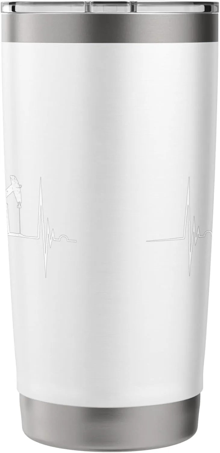 Oilfield Worker Heartbeat EKG Pulse Oil Rig American Gas Stainless Steel Insulated Tumbler