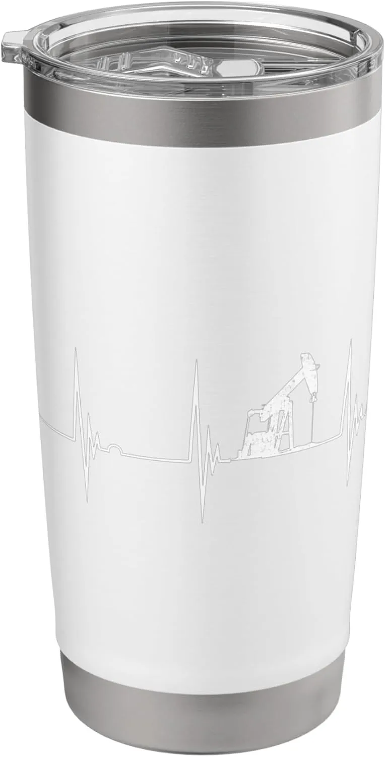 Oilfield Worker Heartbeat EKG Pulse Oil Rig American Gas Stainless Steel Insulated Tumbler