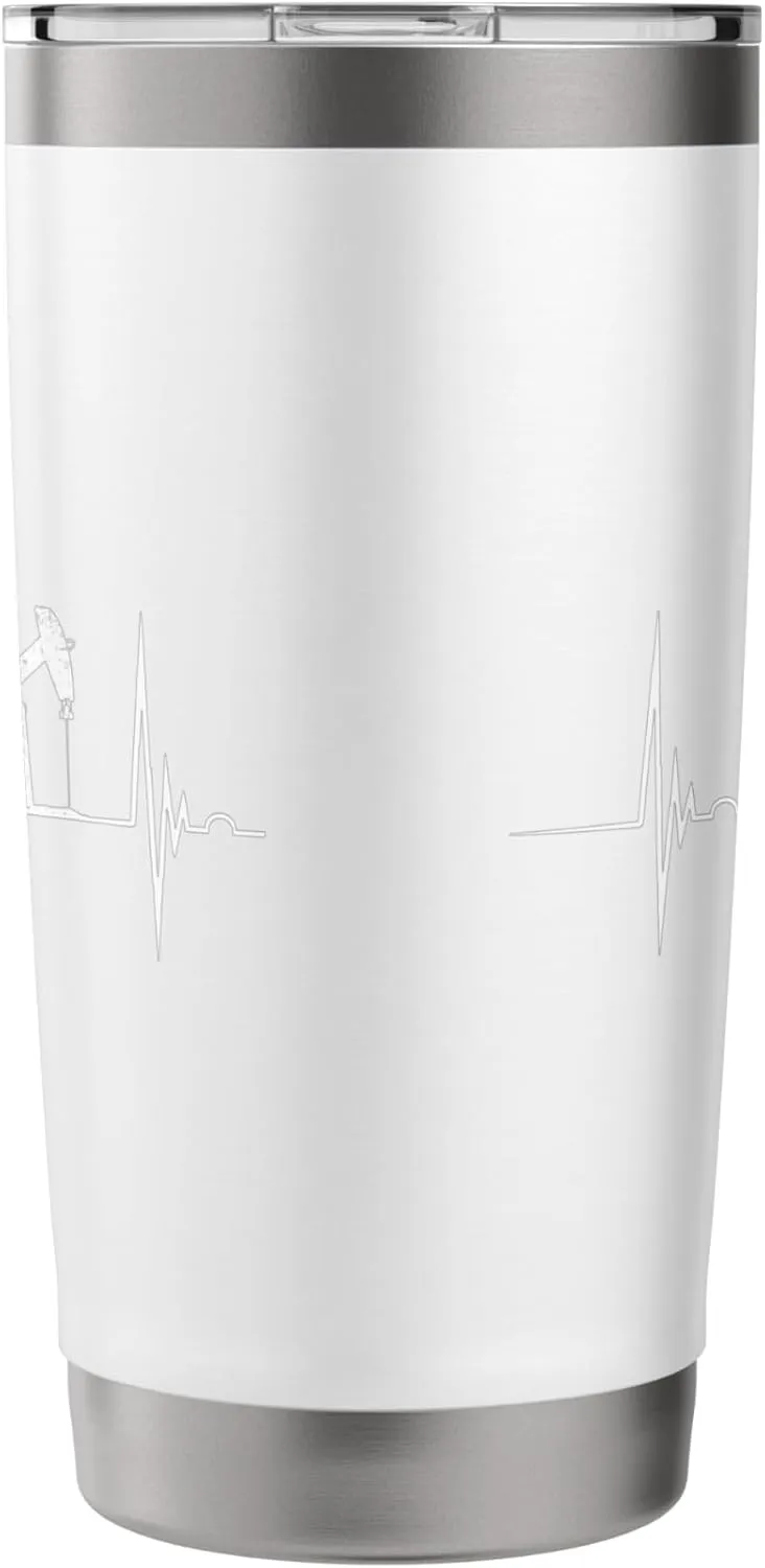 Oilfield Worker Heartbeat EKG Pulse Oil Rig American Gas Stainless Steel Insulated Tumbler