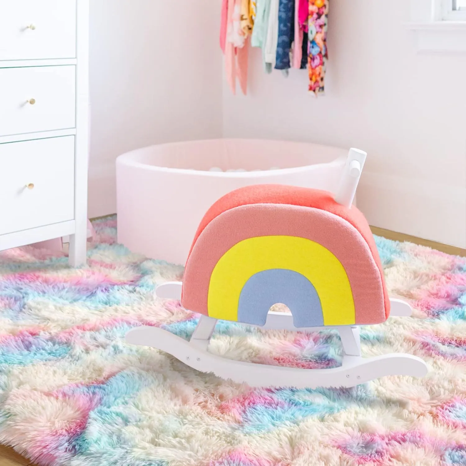 Ompaa Soft Fluffy Rainbow Kids Rug for Girls Bedroom Carpets, 4x6 Feet, Pastel Unicorn Room Decor, Kawaii Tie Dye Rugs for Teens Dorm Aesthetic, Shaggy Nursery Area Rug for Baby Toddler Princess Room