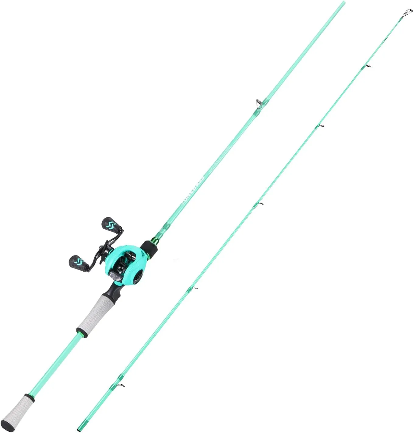 One Bass Spirit Flame Fishing Rod Reel Combo, Spinning & Baitcasting Fishing Pole with Graphite 2Pc Blanks, Stainless Steel Guides