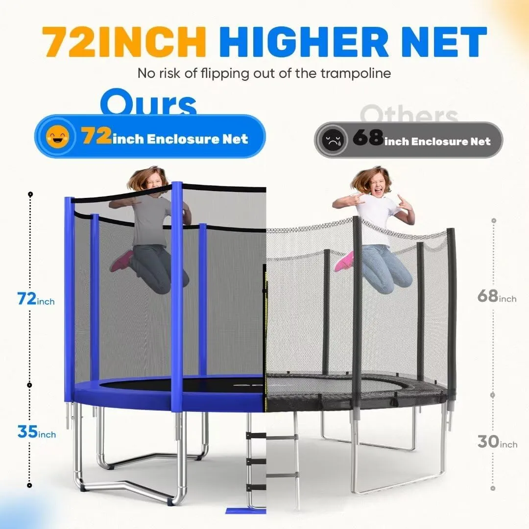 ORCC 1200LBS Weight Capacity Trampoline 16 15 14 12 10 8FT Outdoor Yard Trampolines for Kids Adults Outdoor Yard Trampolines for Kids Adults