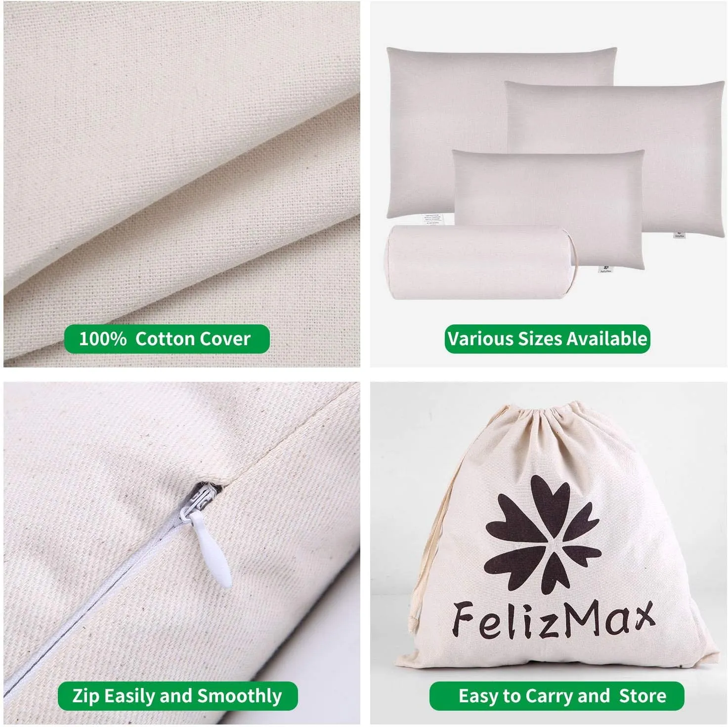 Organic Buckwheat Pillow for Sleeping, 100% Natural Premium buckwheat hulls, Organic Cotton Cover for Cool Sleep, Neck Support for Back and Side Sleepers, Buckwheat Pillow Refill-Travel Size(15” x 9”)