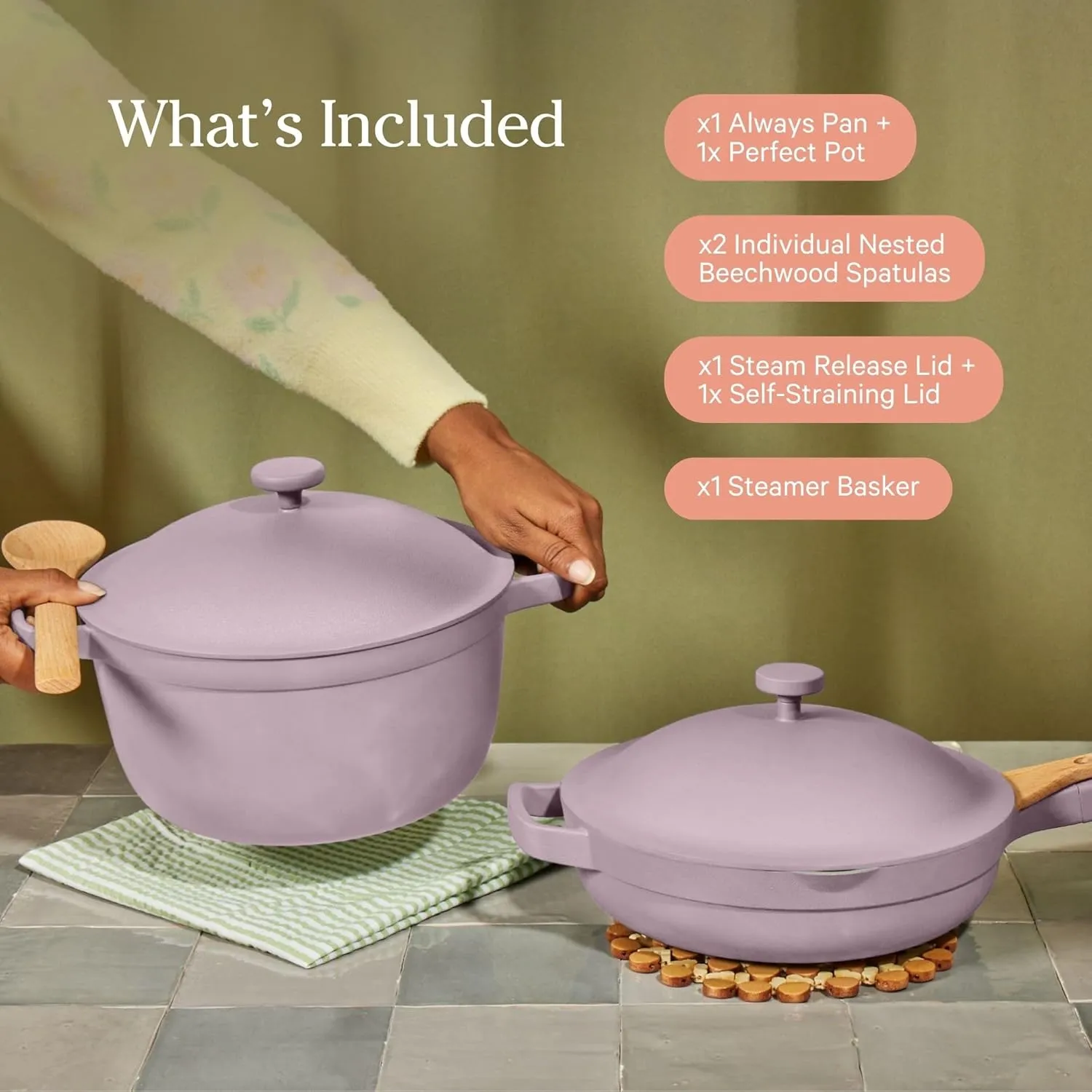 Our Place Cookware Duo - 7-Piece Set Including the Always Pan, Perfect Pot and Spatulas | Multifunctional, Toxin-Free Nonstick | Heat Safe up to 450°F | Oven, Stove, Induction Compatible | Char