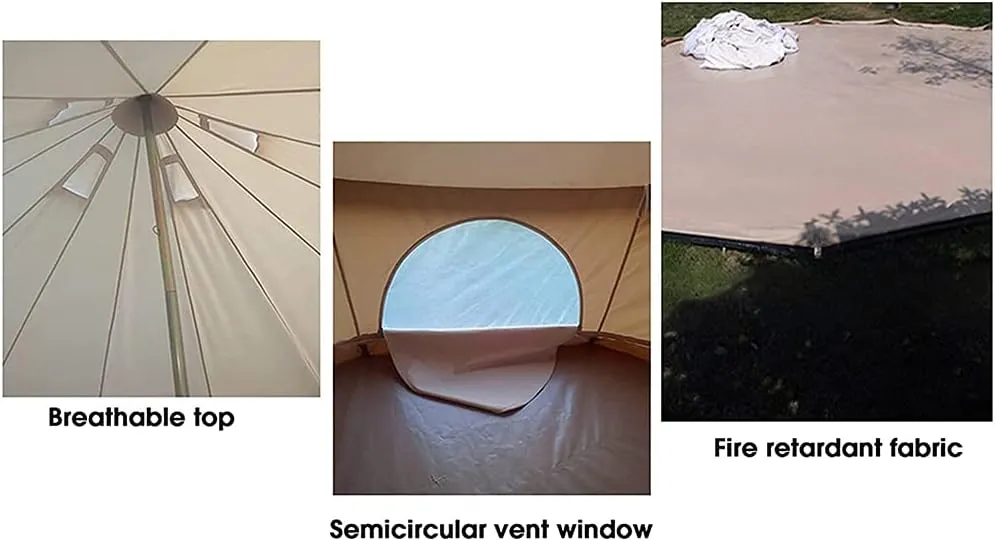 Outdoor Bell Tents Large Canvas Glamping Yurt Tent with Zipped Groundsheet and Chimney for Family Camping Hiking Hunting Party Shelter, 3/4/5/6m (4m/13.1ft) (4m/13.1ft)