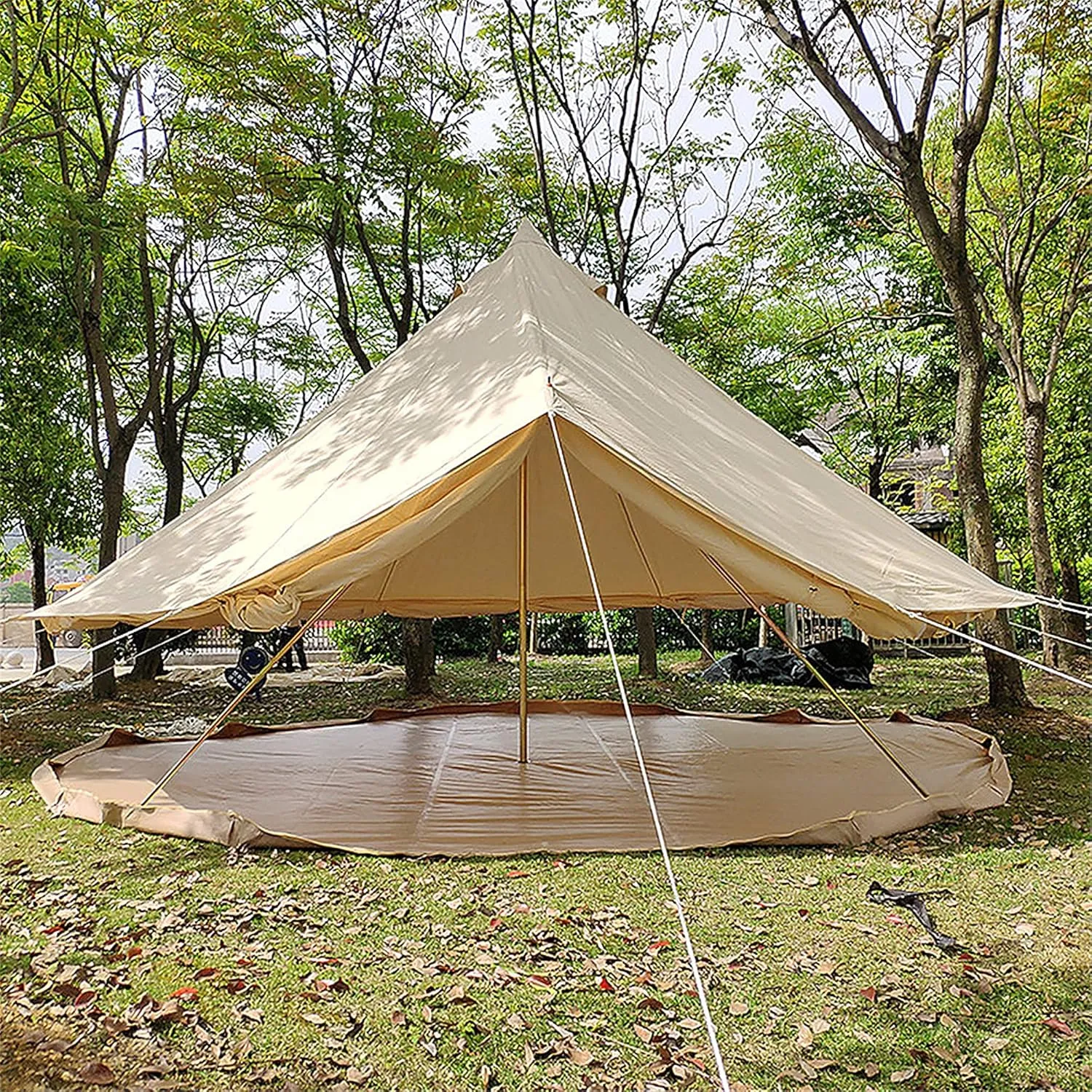 Outdoor Bell Tents Large Canvas Glamping Yurt Tent with Zipped Groundsheet and Chimney for Family Camping Hiking Hunting Party Shelter, 3/4/5/6m (4m/13.1ft) (4m/13.1ft)