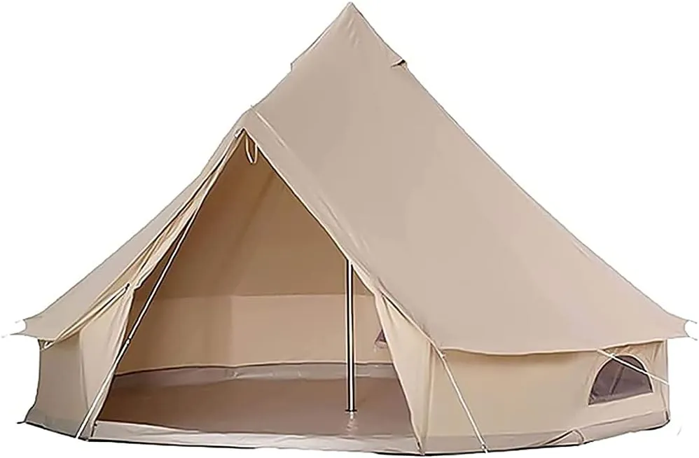 Outdoor Bell Tents Large Canvas Glamping Yurt Tent with Zipped Groundsheet and Chimney for Family Camping Hiking Hunting Party Shelter, 3/4/5/6m (4m/13.1ft) (4m/13.1ft)