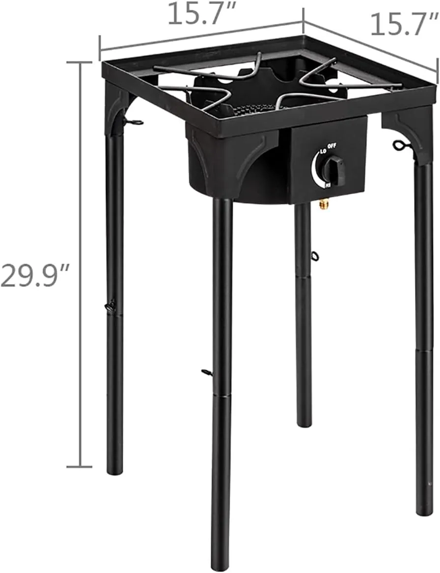 Outdoor Camp Stove Propane 75000 BTU High Pressure Propane Gas Cooker 0-20 Psi Adjustable Portable Single Burner Cast Iron Patio Cooking for Outdoor Kitchen Hunting Fishing Backyard