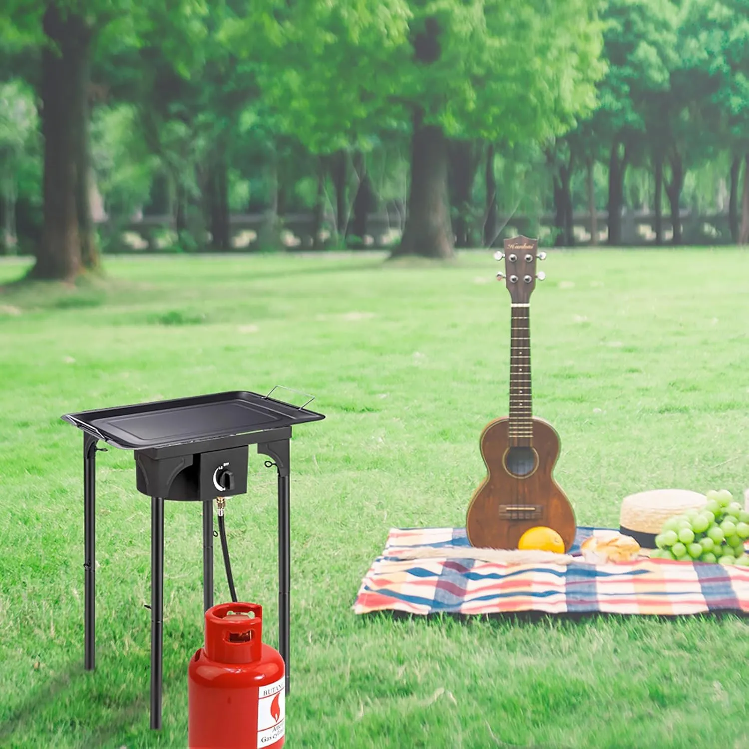 Outdoor Camp Stove Propane 75000 BTU High Pressure Propane Gas Cooker 0-20 Psi Adjustable Portable Single Burner Cast Iron Patio Cooking for Outdoor Kitchen Hunting Fishing Backyard