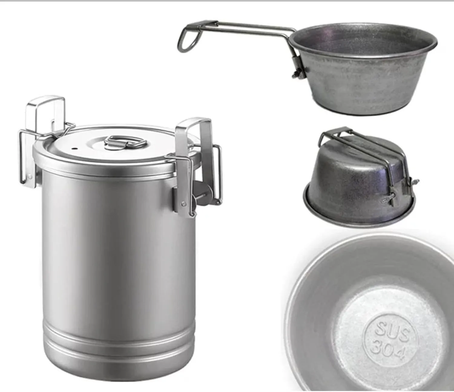 Outdoor Camping Cooking Pot Multiuse Cookware Stainless Steel Soup Pot Nonstick Steaming Pot for Hiking Travel Picnic Fishing, Type B