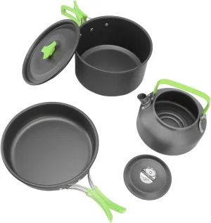 Outdoor Camping Pot Set NonStick Camping Cookware Kit with Tableware for Picnic Fishing