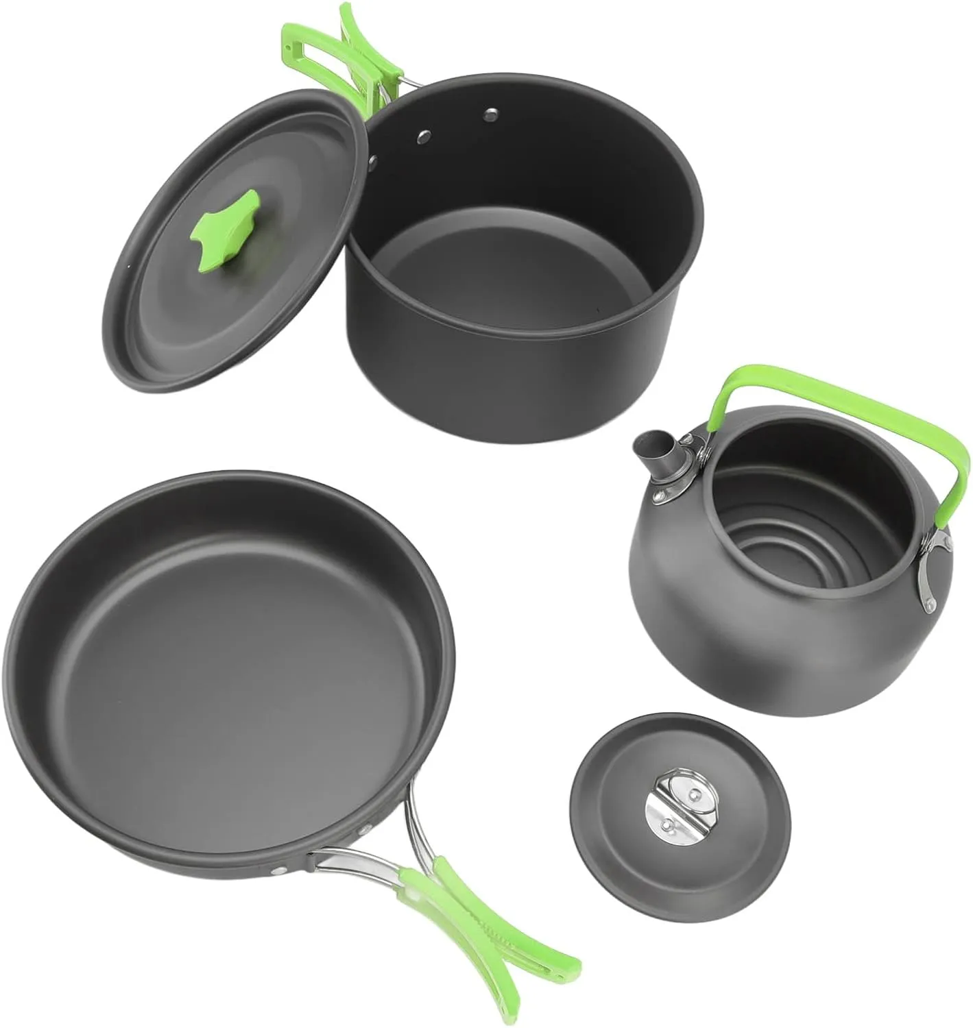 Outdoor Camping Pot Set NonStick Camping Cookware Kit with Tableware for Picnic Fishing