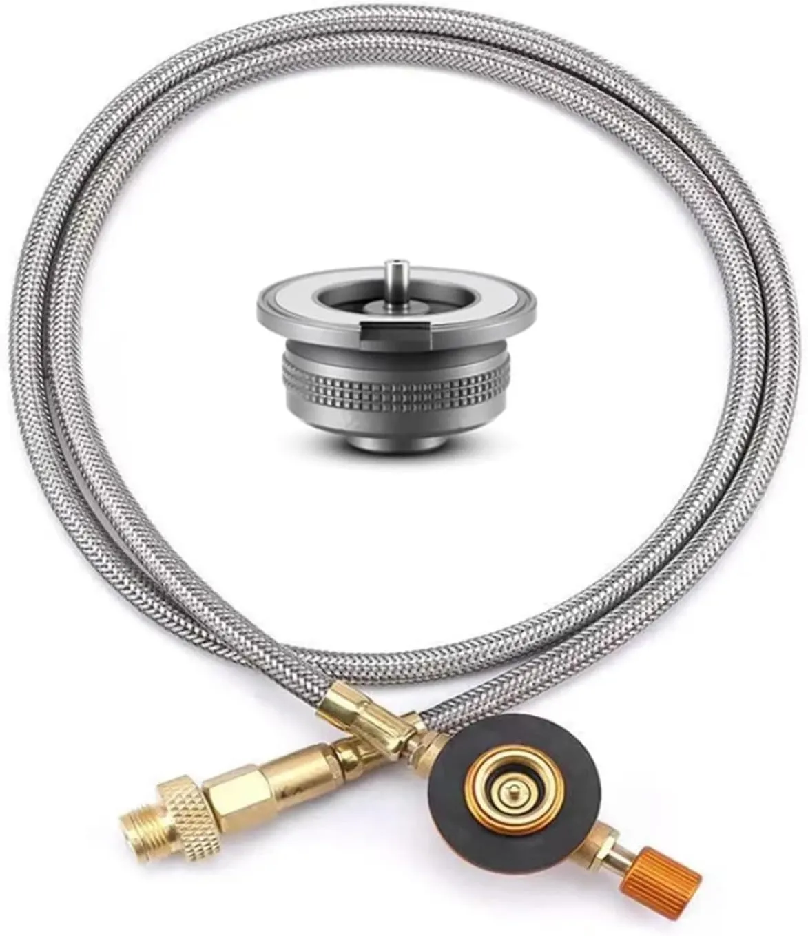 Outdoor Camping Stove Butane Gas Adapter Split Stove Converter Connection Hose Outdoor Cooking Camping Equipment Accessories (Color : Adapter and Tube-A)
