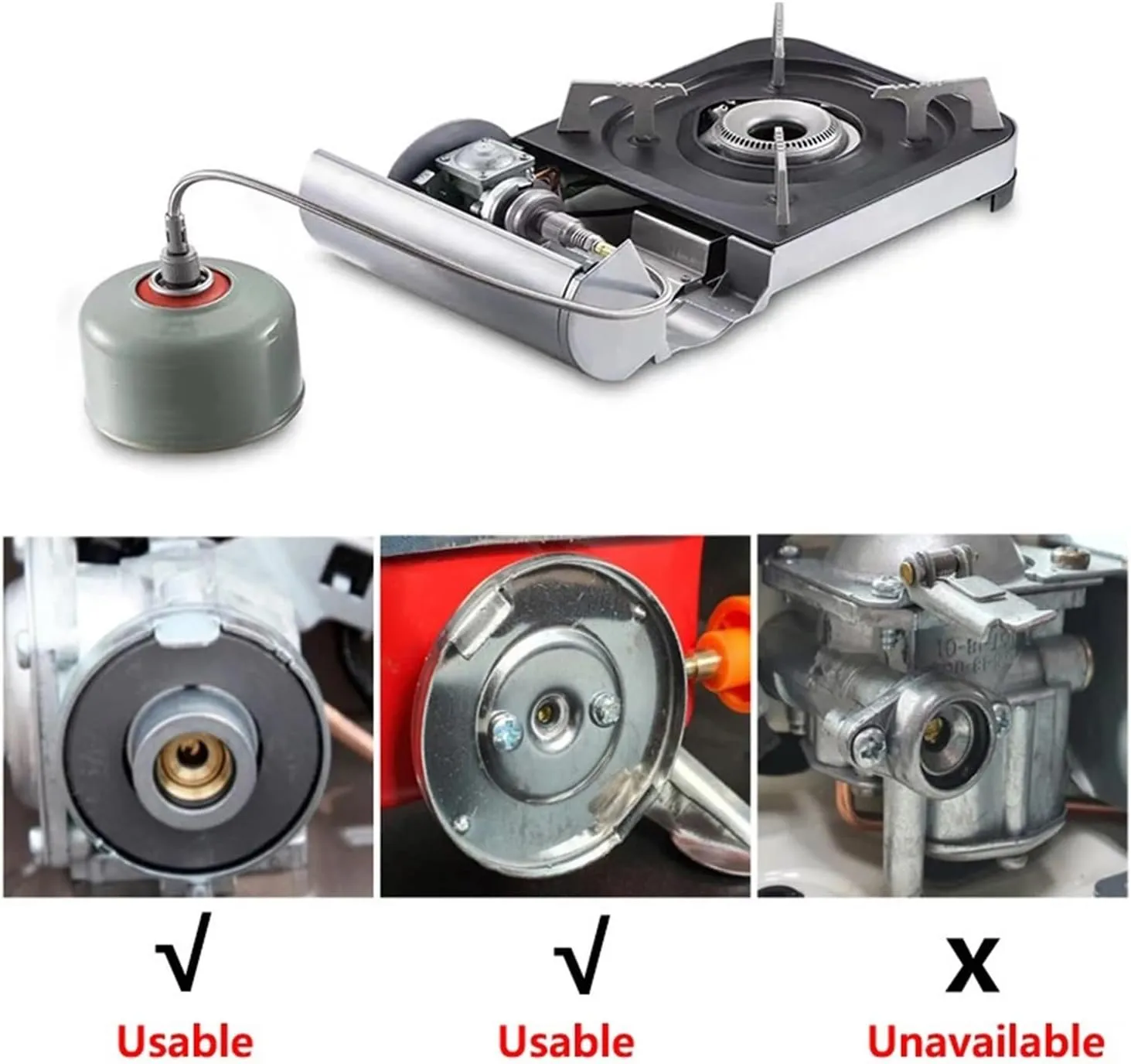 Outdoor Camping Stove Butane Gas Adapter Split Stove Converter Connection Hose Outdoor Cooking Camping Equipment Accessories (Color : Adapter and Tube-A)