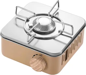 Outdoor Camping Stove, Propane Burner Outdoor Portable Propane Stove Gas Cooker 8.46 * 7.48 * 3.74 for Camp Cooking Outdoor Stove for Home Brewing, Maple Syrup Prep (Khaki)