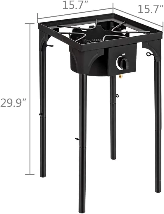 Outdoor Camping Stove,1 Burner Propane Gas Cooker with Detachable Legs, CSA Certified, 0-20 PSI Regulator,Iron Patio Cooking Burner, 75000-BTU for Camping Parties