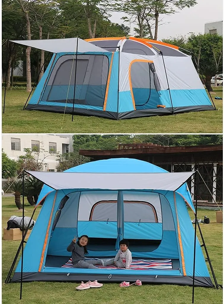 Outdoor Camping Tent 5-8 Person Large Family Tents for Camping Festival, Hiking Waterproof Tent with Living Room and Separate Rooms 4 Season Tents Big Family Shelter