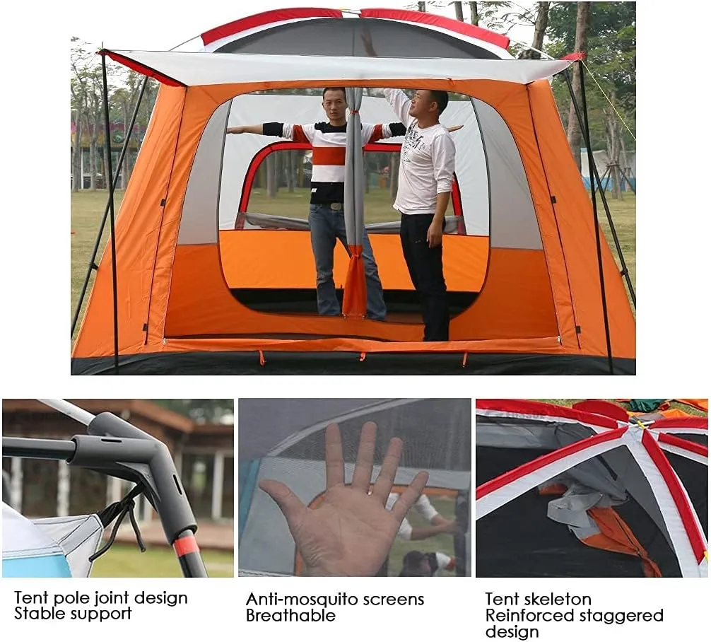 Outdoor Camping Tent 5-8 Person Large Family Tents for Camping Festival, Hiking Waterproof Tent with Living Room and Separate Rooms 4 Season Tents Big Family Shelter