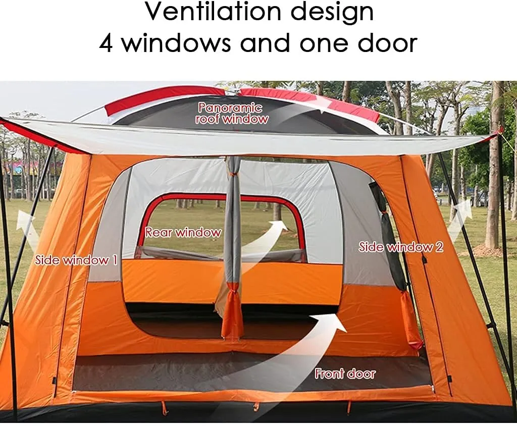 Outdoor Camping Tent 5-8 Person Large Family Tents for Camping Festival, Hiking Waterproof Tent with Living Room and Separate Rooms 4 Season Tents Big Family Shelter