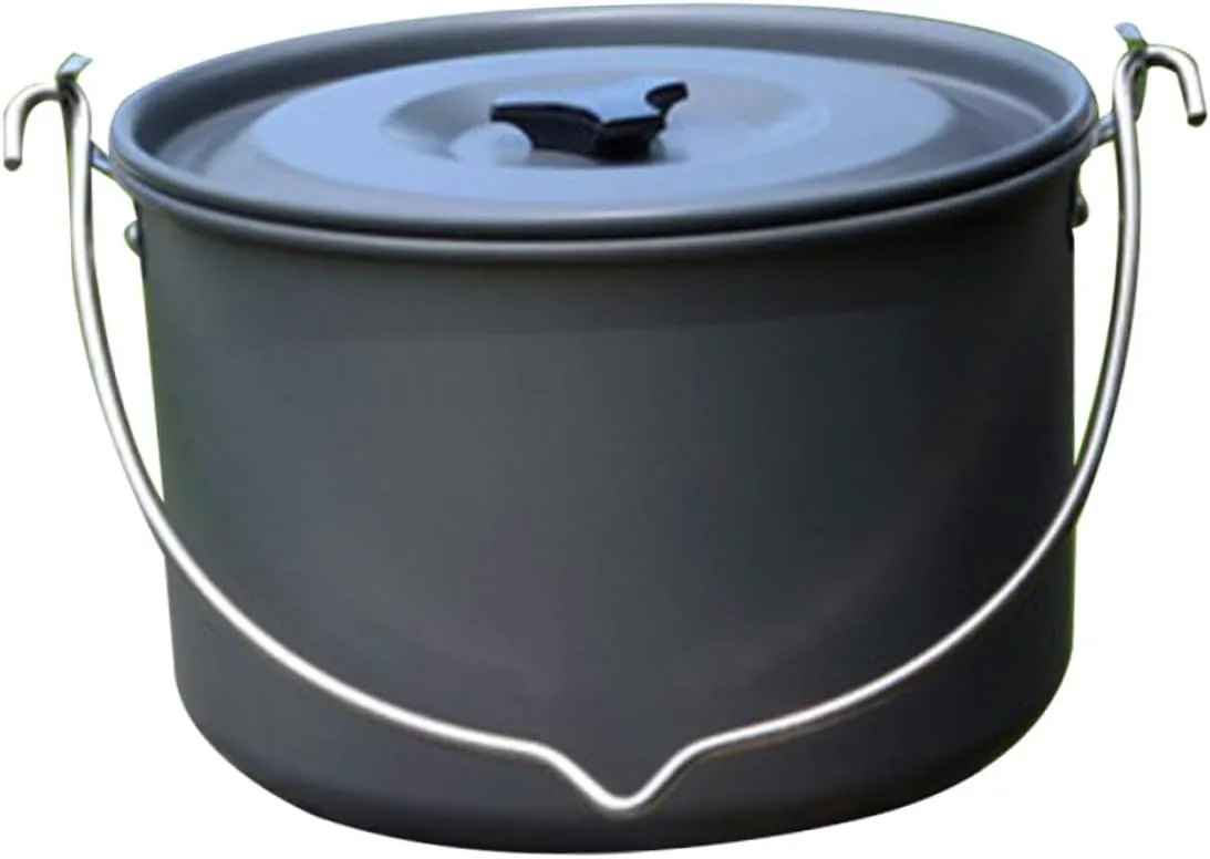 Outdoor Cooking Cookware Aluminum Hanging Pot Non-Stick Even Heat Distribution Ideal for Camping Trips