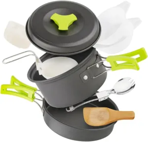 Outdoor Cooking Equipment Set Nonstick Pot Portable Camping Cookware Easy 1-2 Person Trips