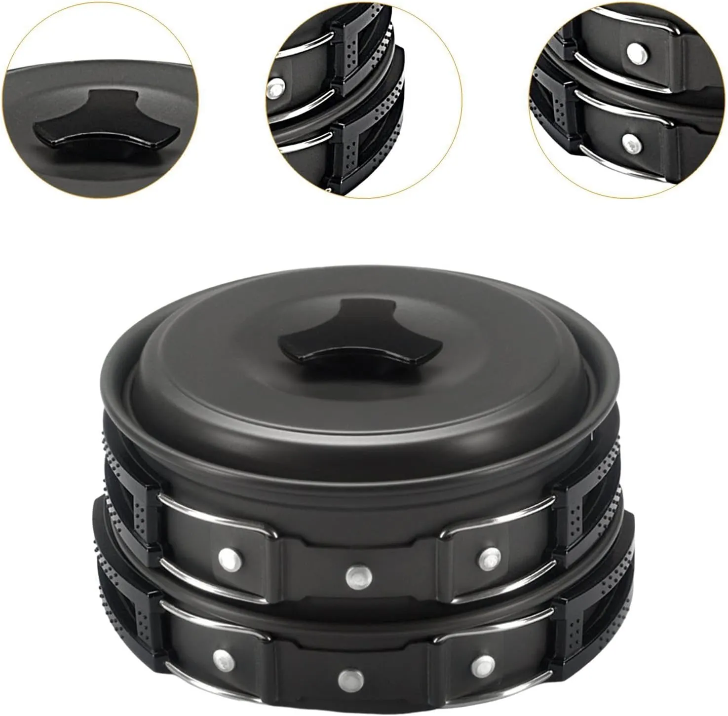 Outdoor Cooking Set with Pot and Pan, Lightweight Aluminum Alloy Gear for Camping