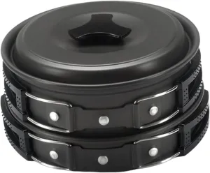 Outdoor Cooking Set with Pot and Pan, Lightweight Aluminum Alloy Gear for Camping