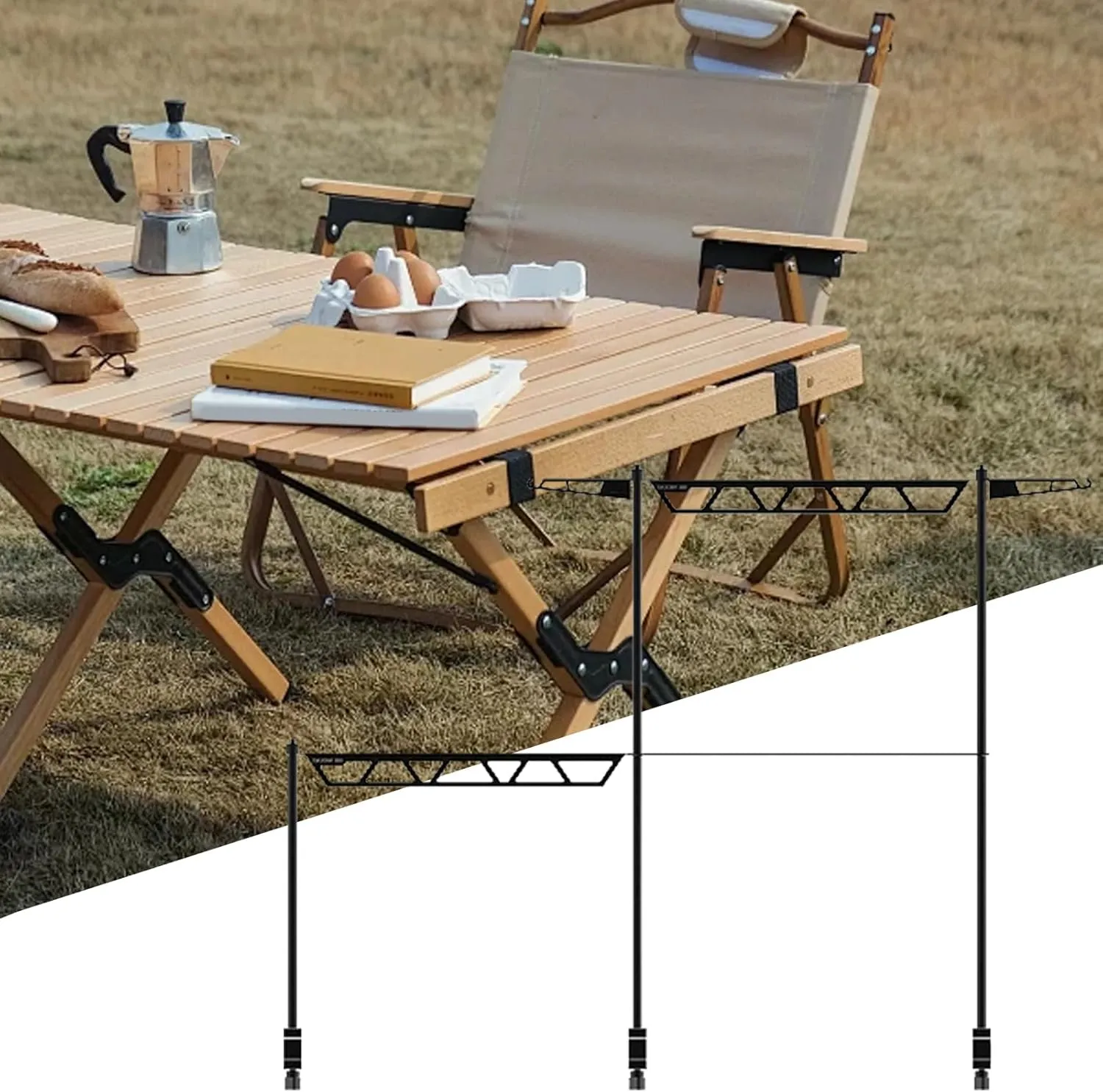 Outdoor Cookware Rack | Tabletop Utensil Stand,Metal Cutlery Holder, Portable Removable Tool Organizer for Camping Picnic BBQ Outdoor Fishing
