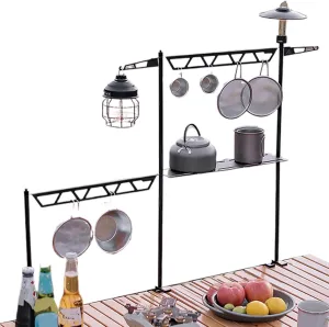 Outdoor Cookware Rack | Tabletop Utensil Stand,Metal Cutlery Holder, Portable Removable Tool Organizer for Camping Picnic BBQ Outdoor Fishing