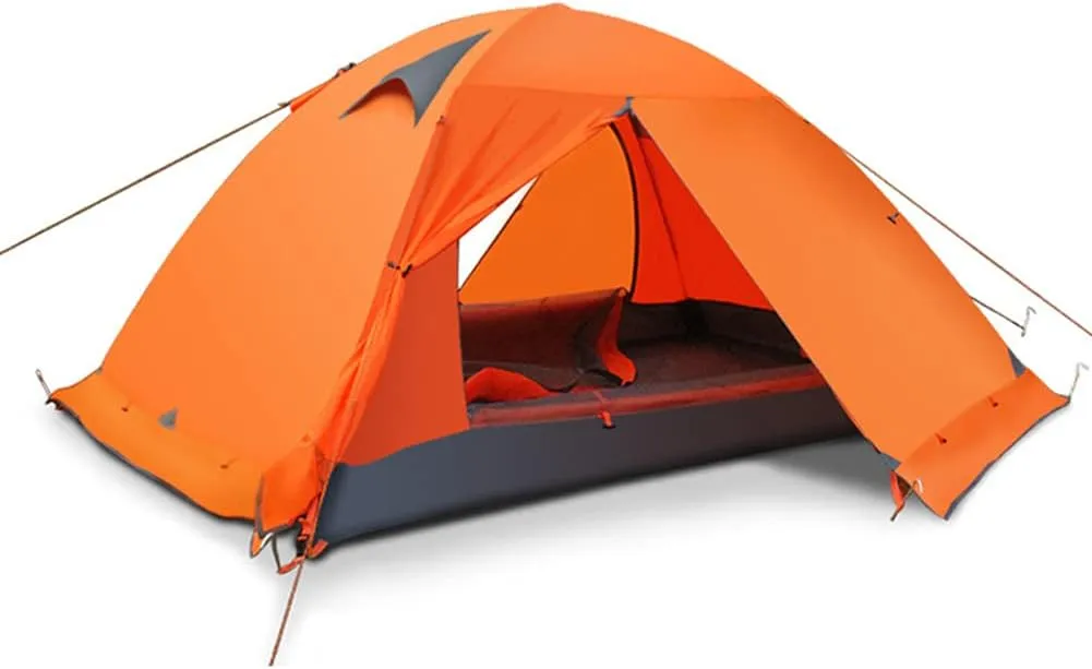 Outdoor Dome Tent, Lightweight & Breathable Double Layer Camping Tent- Waterproof Resistant Easy Setup Tent, for 2 Person, Hiking Mountaineering Travel (Orange,1-2 People)