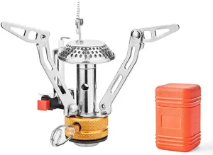 Outdoor Electronic Ignition Stoves Portable Cooking Accessory Foldable Gasstove Adjustable Firepower Camping Hiking Furnace GasCooker, Silver/1629