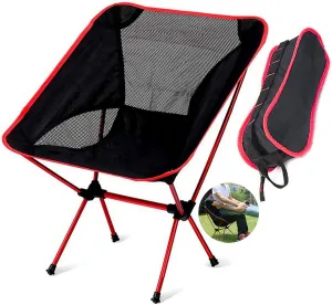 Outdoor Folding Chairs,Camping Chair Ultralight Hiking Portable Compact Backpacking Chair Folding Chairs with Lightweight Carry Bag (Red)