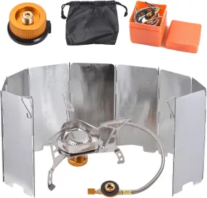 Outdoor furnace,YIWENG Camping Stove Portable Gas Stove Outdoor Cooking Stove Camping Gas Stove Kit for Hiking Lightweight and Foldable