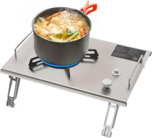 Outdoor Gas Stove,13648 BTUs Portable Stainless Steel Gas Stove with 4 Foldable Legs,Folding Single Burner Gas Stove with Storage Bag,Camping Stove for Outdoor Cooking,Hiking,Camping